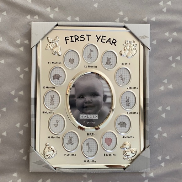 Malden Other - MALDEN International Designs "First Year" Metallic Silver Baby Frame